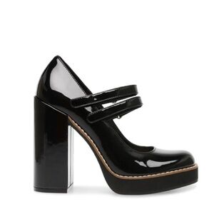 Steve Madden Black Patent Double-Strap Platform Mary Janes - Twice